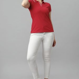 Womens Polo Collar Neck T-Shirt Top